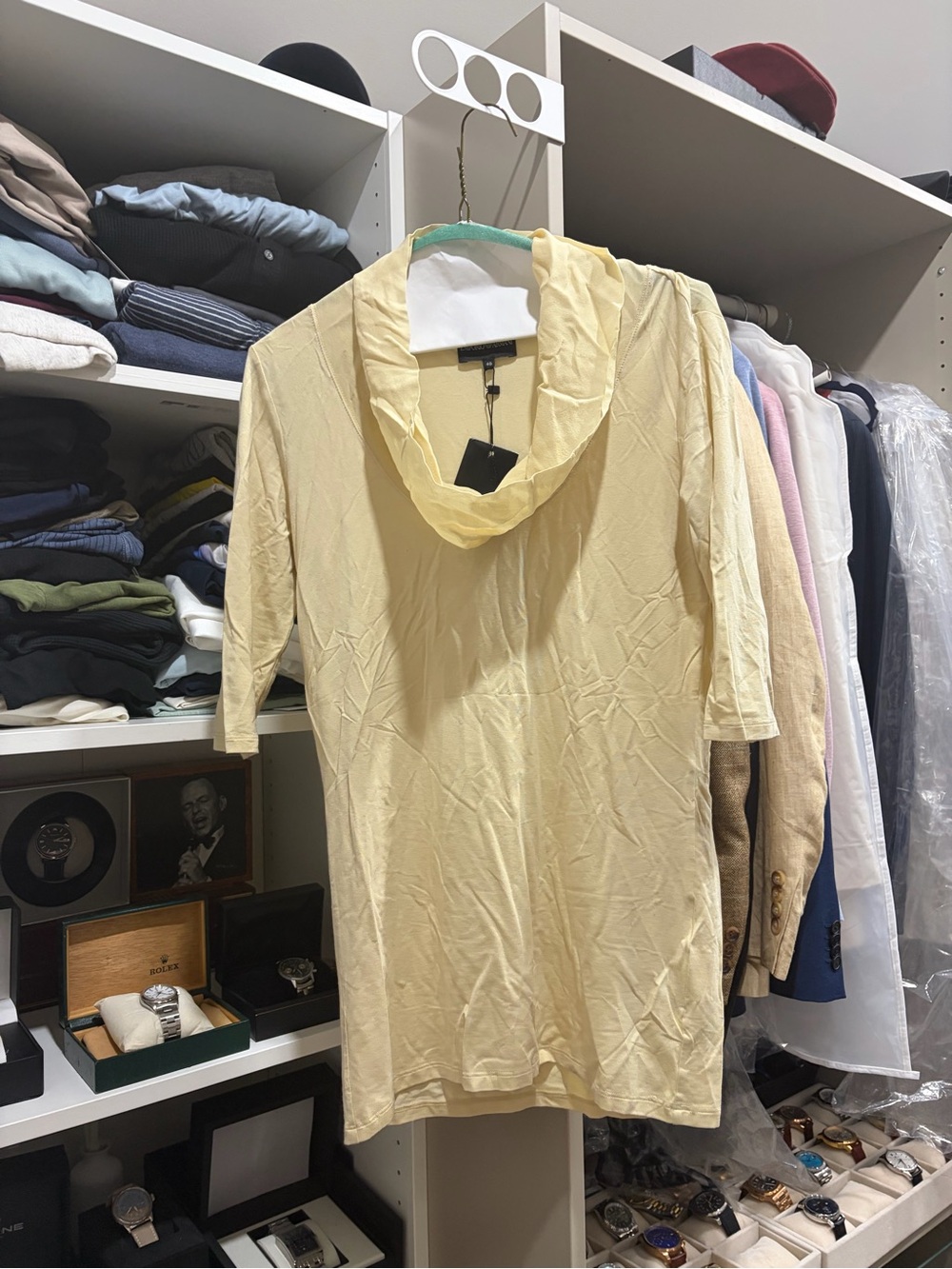 Emporio Armani Pale Yellow Draped Neck Top